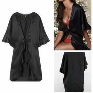 NWT Victoria’s Secret Sexy Black Satin Lingerie Robe | One Size